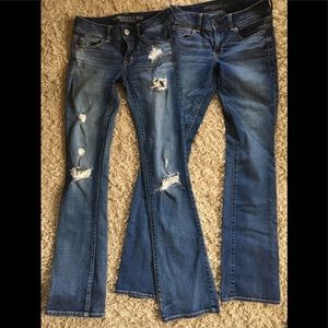 2 pairs of AEO jeans - kick boot size 4